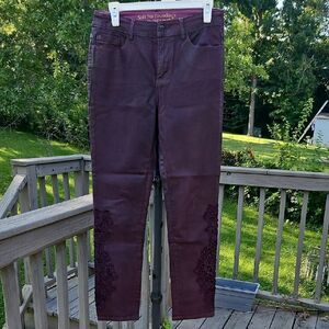 Soft Surroundings Size 6 Purple Lace Applique Ankle Pants